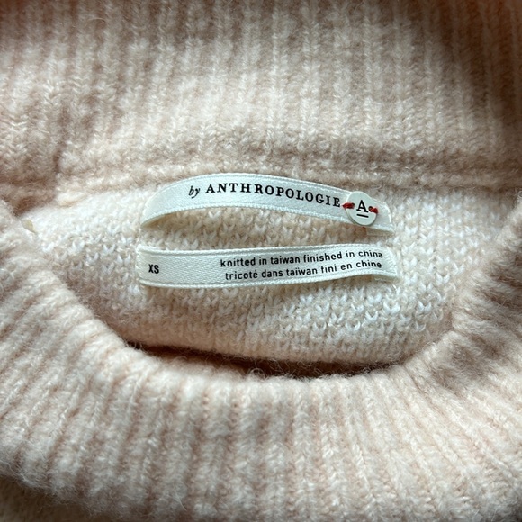 Anthropologie Aimee Alpaca Pompom Blush Pink Peach Mock Neck Sweater Sz XS - Picture 12 of 16